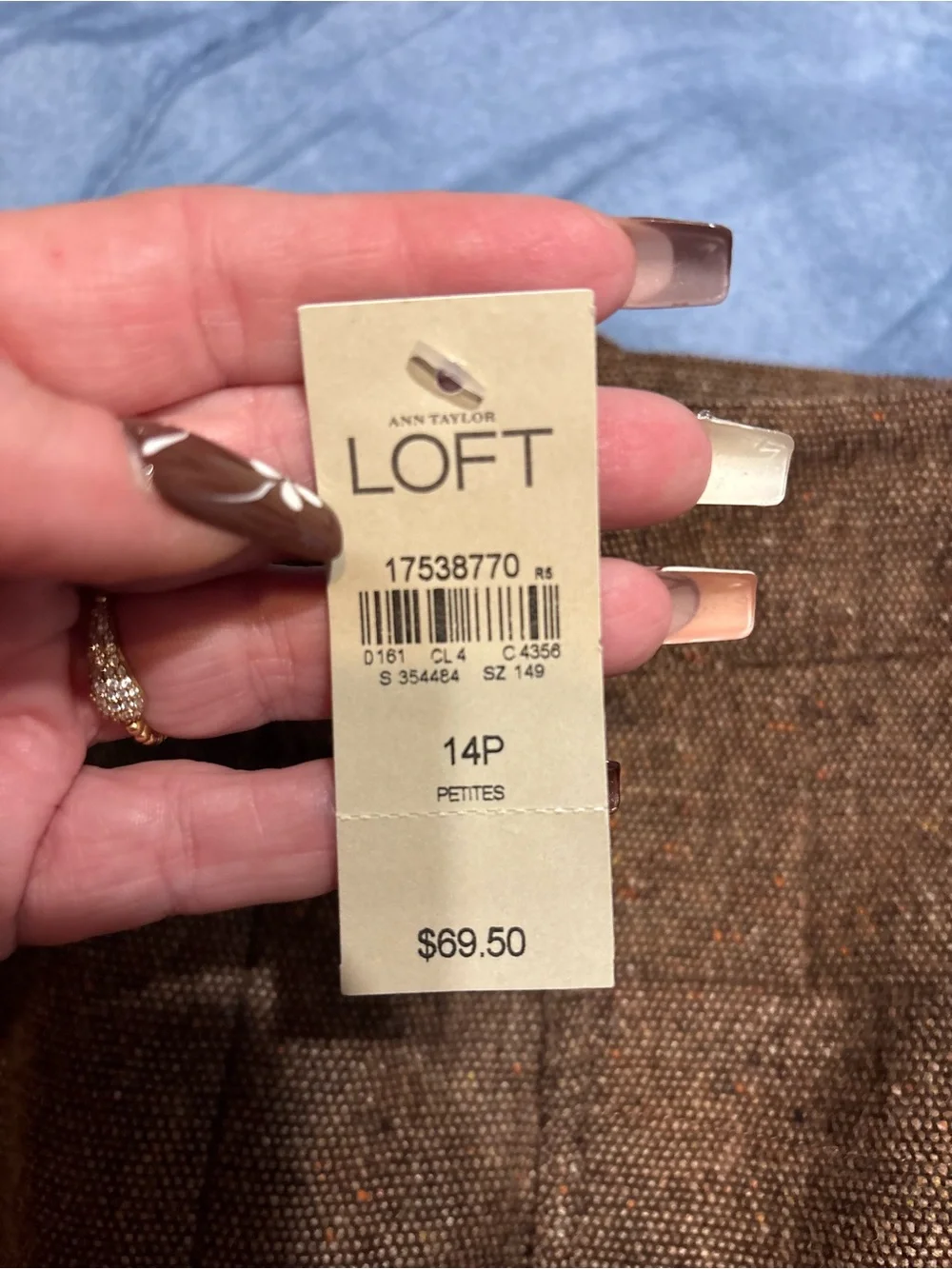 LOFT Brown Tweed Button-Front Mini Skirt